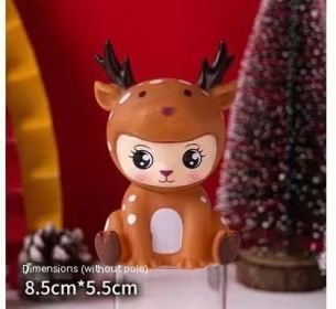 Glitter Christmas Elk Birthday Cake Decorative Ornaments (Option: Vinyl Elk Open Eyes Brown)