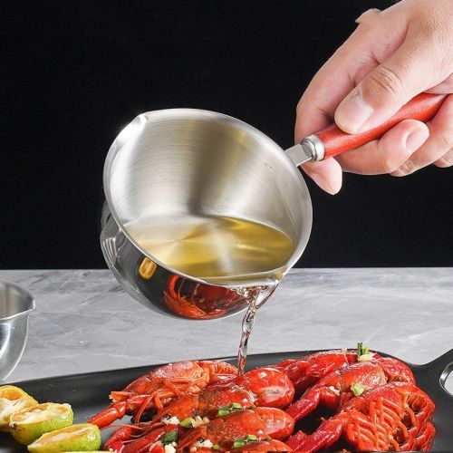 Stainless Steel Oil Splashing Pot Wooden Handle
