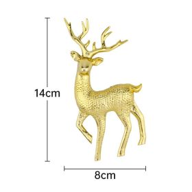 Glitter Christmas Elk Birthday Cake Decorative Ornaments (Option: Plastic Golden Elk)